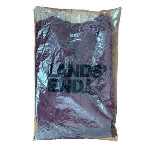 NWT Mens Size M Lands End Rich Burgundy Knit Henley T-Shirt